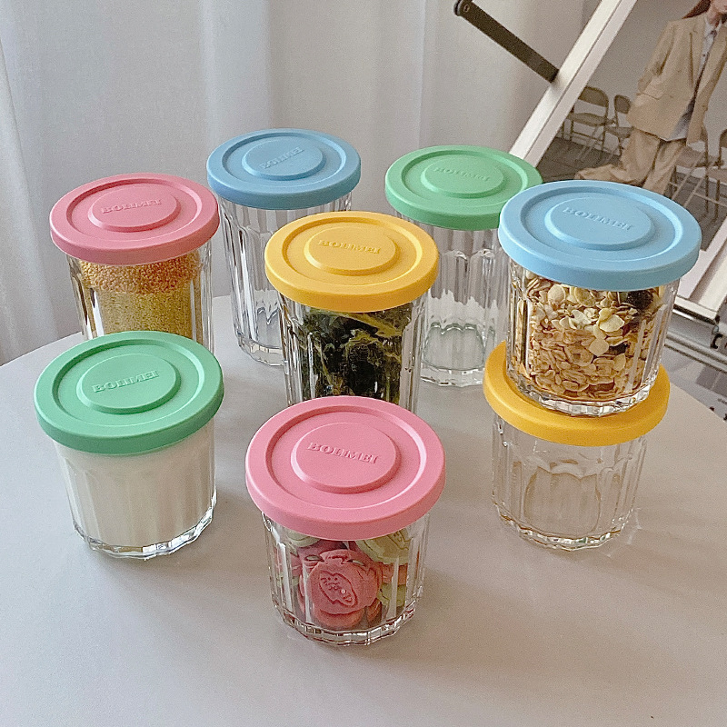 Coffee Equipment Organizer - สีแก้วปิดผนึกถังเก็บกล่องขนมขบเคี้ยวถังหม้อชาแห้งผลไม้กาแฟ Bean Jar ตู้เย็นตู้คอนเทนเนอร์
