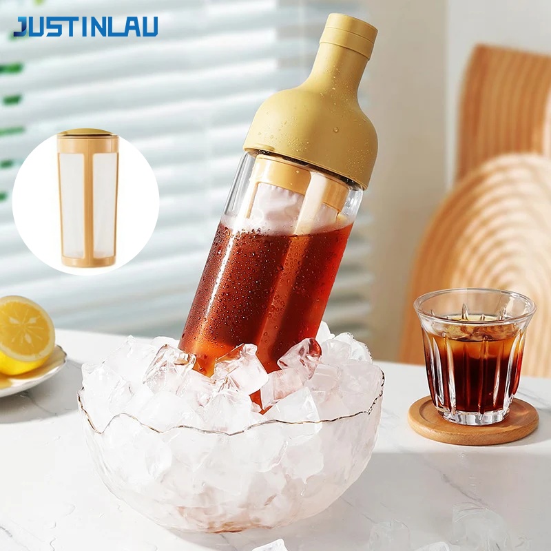Coffee Equipment Filter - JUSTINLAU 1L เหยือกชงกาแฟสกัดเย็น กาชงชาผลไม้พร้อมตะแกรงกรอง หม้อกาแฟแก้วบอโรซิลิเกตคุณภาพสูงสำหรับร้านกาแฟ