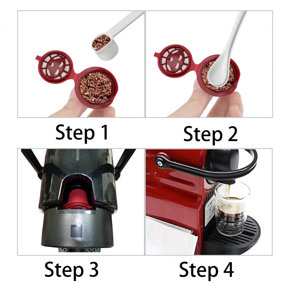 4 ชิ้นแคปซูลกาแฟแบบใช้ซ้ําได้ถ - Coffee Equipment Filter บทวิจารณ์และราคา