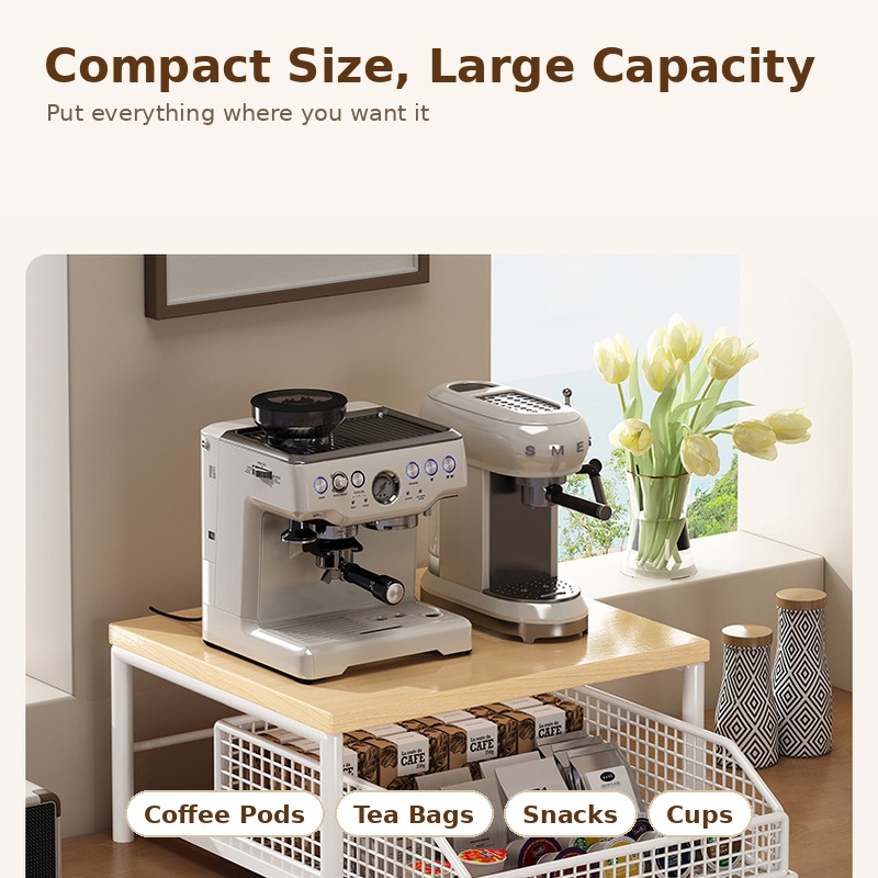 ชั้นวางเครื่องชงกาแฟแบบดึงออกไ - Coffee Equipment Organizer บทวิจารณ์และราคา